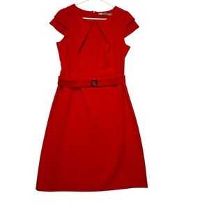 NWOT Red Belted Women’s Dress with Ring Buckle Classic Size M